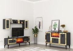 LİNDA ŞÖMİNELİ TV ÜNİTESİ VE KONSOL 2\'Lİ SALON TAKIMI