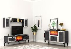 LİNDA ŞÖMİNELİ TV ÜNİTESİ VE KONSOL 2\'Lİ SALON TAKIMI