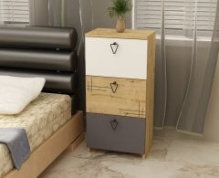 ARYA 3 KAPAKLI ETEJER-ŞİFONYER SAFİR MEŞE-BEYAZ-ANTRASİT