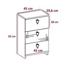 ARYA 3 KAPAKLI ETEJER-ŞİFONYER SAFİR MEŞE-BEYAZ-ANTRASİT