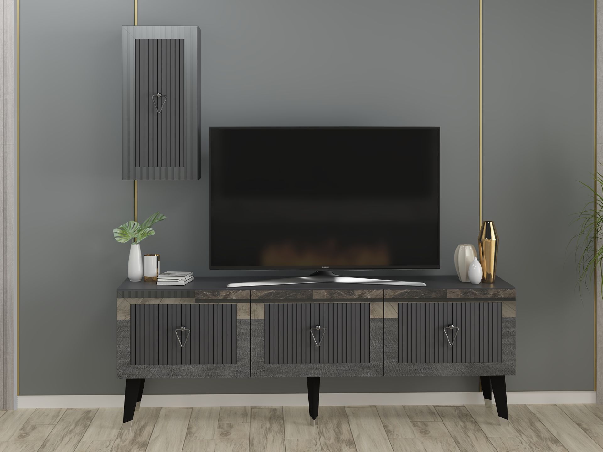 BARE TV ÜNİTESİ ANTRASİT-GÜMÜŞ